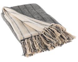 Plaid ALMA met franjes - 130x160 cm, zwart