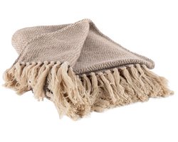 Plaid ARTEM met franjes - 130x160 cm, taupe