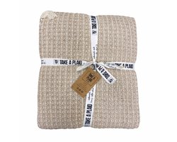 Plaid - Beige - Creme - 130x180cm - Take a Plaid - Recycled - Katoen - Franjes
