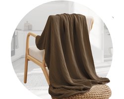 Plaid Bruin - 100% Katoen - Dekentje voor op de bank - Sprei - Kleedje - Reisdeken - 150 x 200 cm - Mousseline
