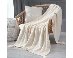 Plaid Crème - 110 bij 150cm Deken - Gebreid Kleed