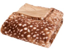 Plaid Dekentje Bambi print van imitatiebont 140 x 180 cm Donker bruin - Deken - Bankdeken - Extra zacht en comfortabel