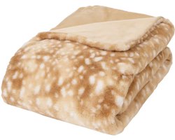 Plaid Dekentje Bambi print van imitatiebont 140 x 180 cm Licht Bruin - Deken - Bankdeken - Extra zacht en comfortabel