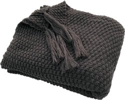 Plaid Donker Grijs - 110x150cm Deken - Gebreid Kleed