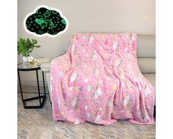 Plaid, eenhoorn flanellen fleece plaid, deken voor alle seizoenen, bank, slaapdeken voor kinderen, meisjes, jongens, volwassenen, geschenken (eenhoorn B, 150 x 200 cm)