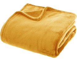 Plaid Flanelle 180 cm x 230 cm Geel