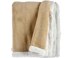 Plaid | Fleece met teddymateriaal | sherpa| beige | wit | 130x170cm