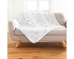 Plaid Line Art 125 cm x 150 cm White