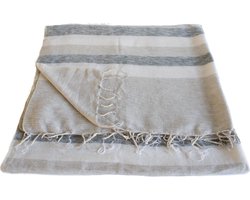 Plaid NEPAL Creme Grijs Streep