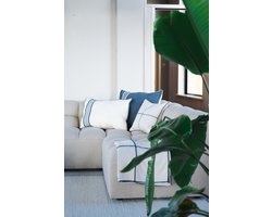 Plaid Patchwork Natural Navy 180x240cm - 180x240cm - tweepersoons - plaid bank - katoen/linnen - xl / xxl - deken