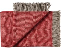 Plaid rood visgraat wol, grote wollen plaid of deken