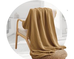 Plaid Terracotta - Dekentje voor op de bank - Sprei - Kleedje - Reisdeken - 150 x 200 cm - Mousseline - 100% Katoen