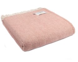 Plaid Visgraat Oud Roze en Parelmoer (Dusky Pink and Pearl) - 150x183 - Nieuw Wol - Tweedmill UK