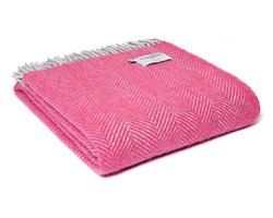 Plaid Visgraat Roze en Zilver - 150x183 - Nieuw Wol - Tweedmill UK