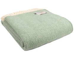 Plaid Visgraat Zee Groen - 150x183 - Nieuw Wol - Tweedmill UK