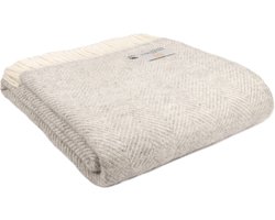 Plaid Visgraat Zilver Grijs - 150x183 - Nieuw Wol - Tweedmill UK