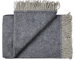 Plaid wol blauw visgraat, grote maat