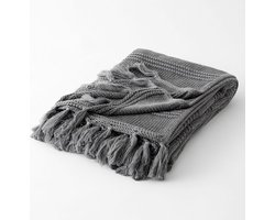Plaids Cocooning - linnen deken - linnen plaid - Le Deauville Gris Anthracite - grijs - Superzacht - 200 cm x 140 cm