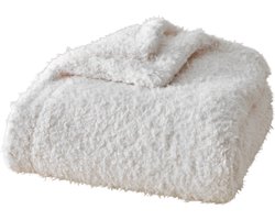 Plaids Cocooning - maxi fleece deken- maxi plaid -fleece bedsprei - Le Berbère blanc -Superzachte fleece - 200 cm x 200 cm