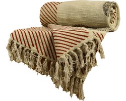 Plaids /Woonkamer Decoratie /125 X 170 CM / Handgeweven Indiase Kunst Bloem Chakra Blok Bedrukte Katoenen Plaid/ Beige