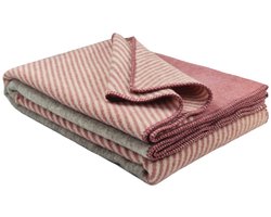 Plaids.shop® Wollen Deken - ODENSE - Roze-Lichtgrijs (150x200cm) Plaid - 100% Wol