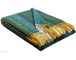 Plaids.shop® Wollen Plaid - PARIS - Groen-Multicolor XL (140x200cm) Deken Strepen - 100% Wol