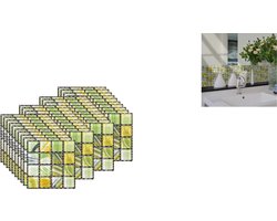 Plaktegels - 48stuks Tegeltickers - Tegelstickers - Keuken - Badkamer - 10*10*1cm - Muurstickers - Sanitair - Toilet - WC - Badkamer - Keuken - groen