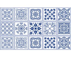 Plaktegels - Zelfklevende Tegels - 15x15 cm - Ulticool - Mandala Blauw Wit - 15 stuks - Decoratie Sticker Tegels - Plakfolie Tegelstickers - Achterwand Muur Badkamer - Keukenwand Keuken - Sticktiles - Meubelfolie - Muurstickers Woonkamer Kinderkamer