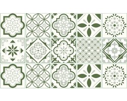 Plaktegels - Zelfklevende Tegels - Ulticool - Mandala Groen Wit - Decoratie Sticker Tegels - 15x15 cm - 15 stuks Zelfklevende Plakfolie Tegelstickers - Achterwand Muur Badkamer - Keukenwand Keuken - Sticktiles Decoratiefolie Meubelfolie Muurstickers