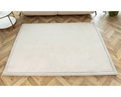 Plamiloy Speelmat Baby 200 x 150 x 2,5 cm – Memory Foam Kinder Speelkleed met Antislip Onderkant – Zacht Fluweel Tapijt voor Babykamer – Beige