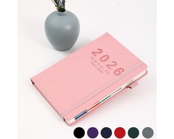 Planboek - 2026 Planner A5 400 Pagina's - Wekelijkse en Maandelijkse Dagplanner met Dik Papier - Één Volledige Pagina Per Dag - Van Januari 2026 Tot December 2026 - Hardcover Notitieboek - 21 x 14.5 m - Roze