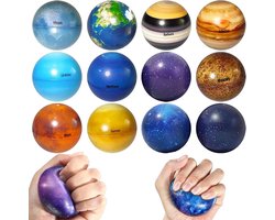 planeten, 12 stuks opblaasbare schuimballen, schuimballen, speelgoed ballen, ballen van schuim, kinderspeelgoed, anti-angst, speelgoed, verlichting, ontspanning voor kinderen en volwassenen