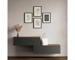 Planetmöbel Garderobekast 2x 100 cm - Geel eiken / Antraciet - Set van 2