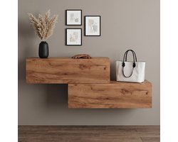 Planetmöbel Garderobekast 2x 100 cm - Geel eiken - Set van 2 - Wandmontage