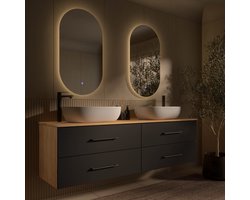 Planetmöbel LUX Badmeubel 180 cm 2x Wastafel Wit 2x LED Spiegel