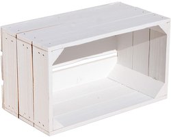 Plankkist 38 x 22 x 19 cm - wit - massief hout - decoratie voor balkon of tuin - ServiceTopper