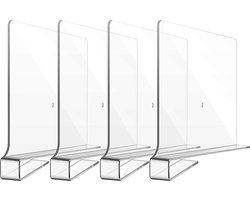 Plankverdeler - 4 Stuks - Transparant - Kledingkast Organizer - Plank Organizer - Boekenstandaard - Plank Verdeler - Kast Verdeler