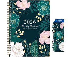 Planner Agenda - Wekelijkse en Maandelijkse Organizer - Hardcover Kalender met Maandtabjes en Binnenvak - Elastische Sluiting en Dubbel Spiraal - Premium Papier voor Balpen - Voor Werk en Studie - A5 (15x21 cm) - Juli 2026 tot juni 2027-1 Stuk