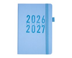 Planner met premium PU-lederen omslag - planner voor 2026 - A5 dagplanner - met maandindex - een hulpmiddel voor tijdmanagement - minimalistisch blauw efficiëntiehandboek voor bedrijven