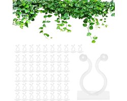 Plant Clips | 50 stuks | Onzichtbare Clips | Planten Muurbevestiging | Zelfklevende Fixatie | Plantenhaken | Wit