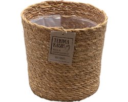 Plant in a Box – Mand ‘Gaby Naturel’ – Handgevlochten Zeegras Plantenmand – Duurzame Bloempot voor Binnen – Naturel – Potmaat 21cm