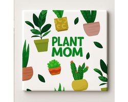 Plant Mom Keramische Tegel – 15x15 cm Schattig Kamerplanten Ontwerp Wandtegel – Perfect Cadeau voor Plantenliefhebbers & Groene Huisdecoratie