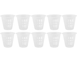 Plant Netto Potten - Plastic Hydrocultuur Mand - Duurzaam - Veilig - Binnen Buiten Tuin Balkon Planten - Wit - Geschikt voor Allecta 10 stuks set.