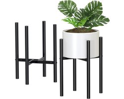 Plant Stand - Adjustable Metal Stand for 20-30 cm Flower Pots, Modern Indoor and Outdoor Holder in Black