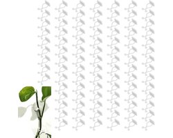 Plantaardige- Plantenclips - Klimplanten - Armatuur - Bevestigingsclip - Plantondersteuning - Kleverige - Wijnstokken - Houders - Pot - Zelfklevende Clips voor Klimplanten en Groenten - Takken Armatuurclips - Wit - 100 Stuks.