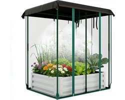 Plantbak - 3-in-1 metalen bloembak - Verhoogde bloembak met automatische bewatering - 120 × 90 × 30 cm - Beige