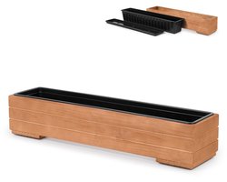 Plant&Bak Balkonbak met Binnenbak Vurenhout L82 x B19 x H17 cm - Smalle Houten Plantenbak voor Balkon & Reling - Notenbruin