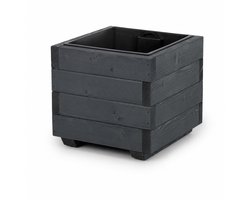 Plant&Bak Plantenbak met Binnenbak Vurenhout L33 × B33 × H32 cm – Houten Plantenbak voor Buiten – Uitneembare Binnenbak – Antraciet