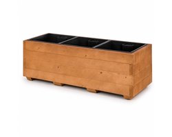 Plant&Bak Plantenbak met Binnenbak Vurenhout L91 × B33 × H32 cm – Houten Plantenbak voor Buiten – Uitneembare Binnenbak – Notenbruin