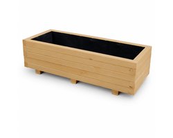Plant&Bak Tuinbak Vurenhout L100 × B40 × H30 cm – Houten Plantenbak voor Buiten – Langwerpige Bloembak met Waterdichte Binnenbekleding – Honingeiken